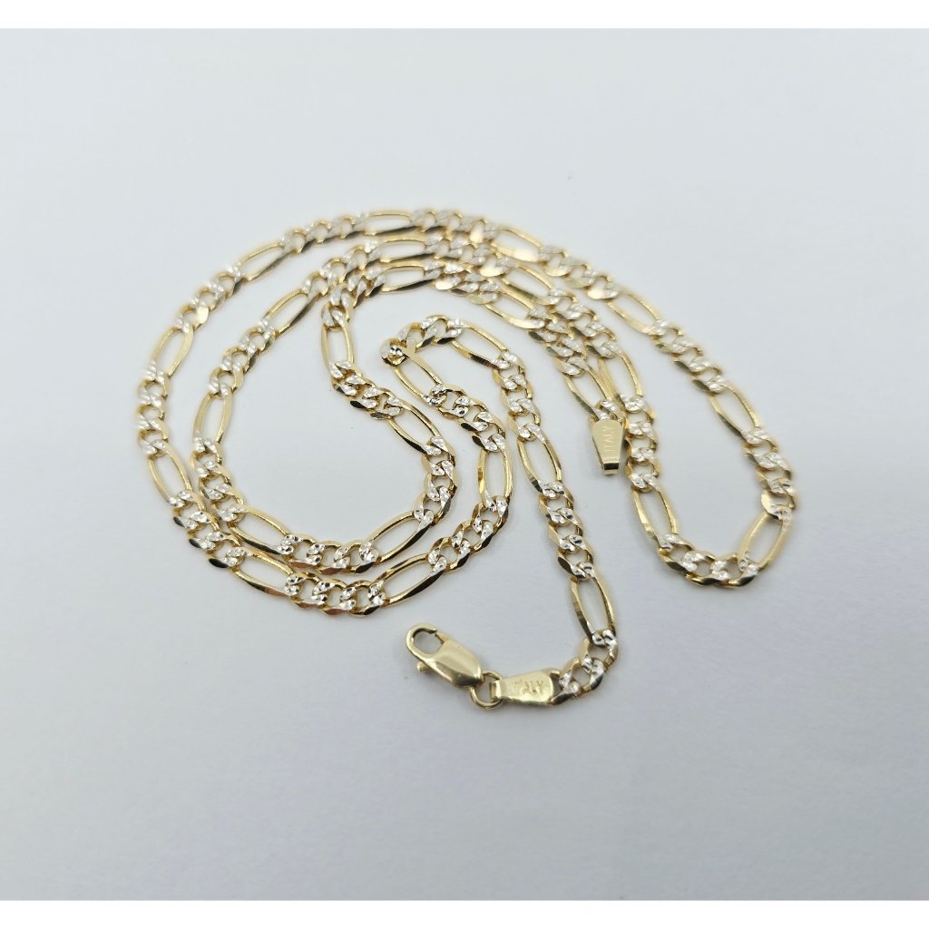 14k Two Tone Multi Color Gold Diamond Cut Figaro Link Chain Necklace  2025 L